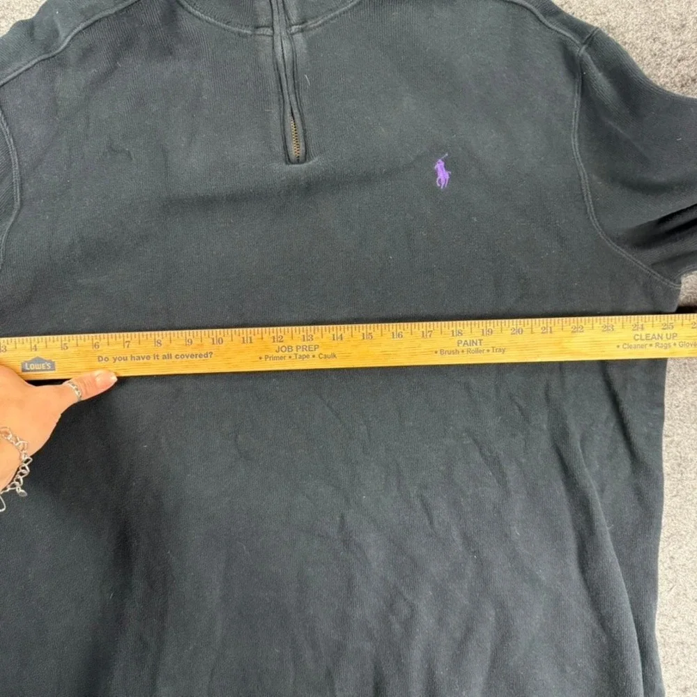 Polo Ralph Lauren Quarter Zip Pullover Black Purple Pony‎ Logo XL VTG Y2K Preppy
